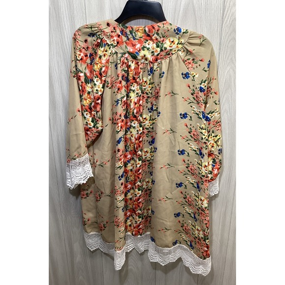 RELIPOP Women's (Size M) 3/4 Sleeve Open Front Cardigan Lace Accent Cotton Poly - Picture 2 of 5